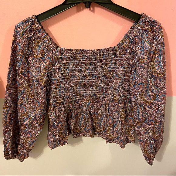 NWT J.Crew Puff-sleeve smocked top in Liberty® Tropical Prince print M - Picture 5 of 9